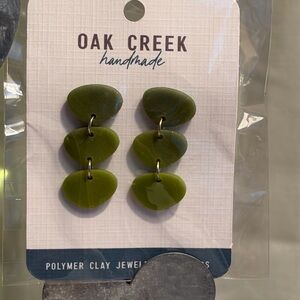 Olive Green Triple Drop Earrings